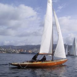 Dragon de madera navegando en la Ria de Vigo