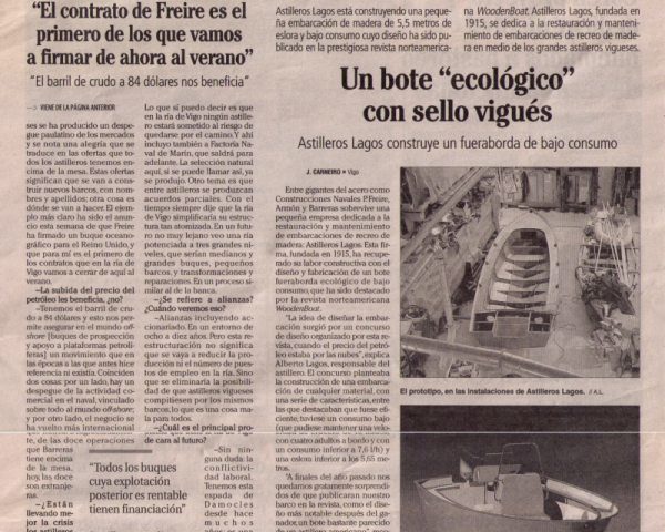 Artículo del Lagos 5.5 en el Faro de Vigo