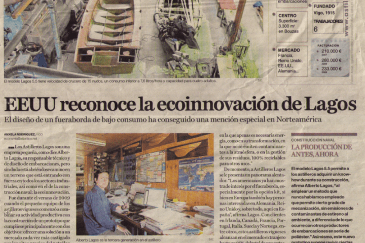  Artículo en el Atlántico Diario sobre Astilleros Lagos y el Lagos 5.5