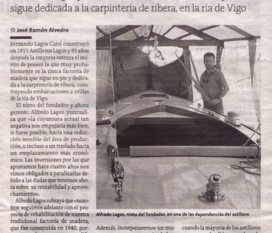 Artículo de Astilleros Lagos en la Voz de Galicia