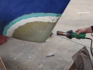 Repair of damage on the keel of a Malo 39